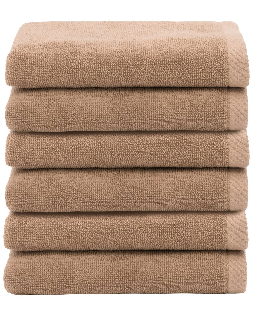 Linum Home Textiles 100% Turkish Cotton Ediree Fingertip Towels (set Of 6) In Cocoa