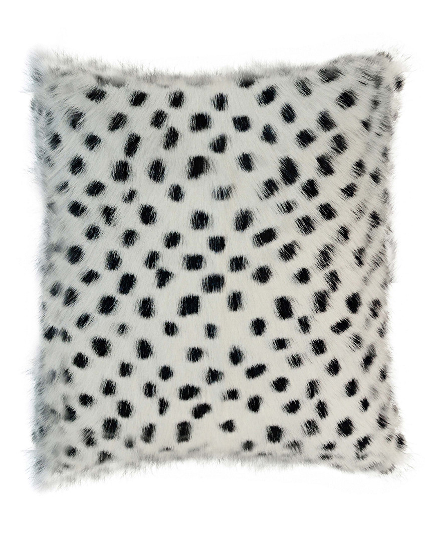 Tov Furniture Spotted Goatskin Decorative Pillow, 16 X 16 In White Leopard Print