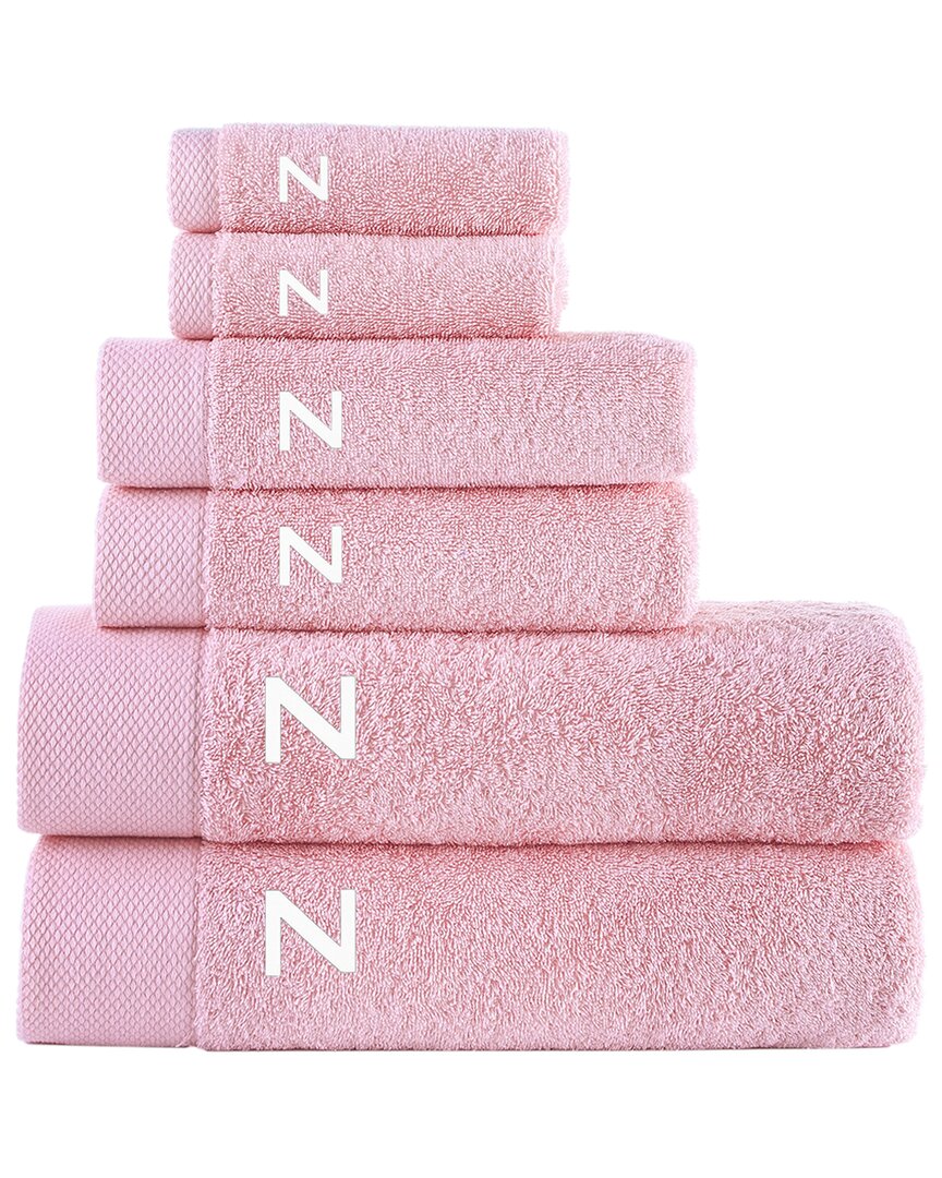 Brooks Brothers Set Of 6 Monogrammed Towels In Pink