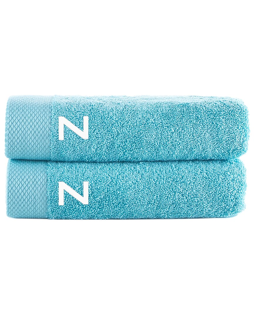 Brooks Brothers Set Of 2 Monogrammed Bath Towels In Blue