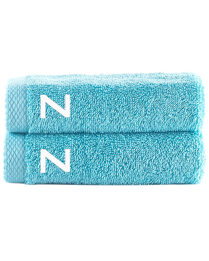 Brooks Brothers Set Of 2 Monogrammed Bath Towels In Blue