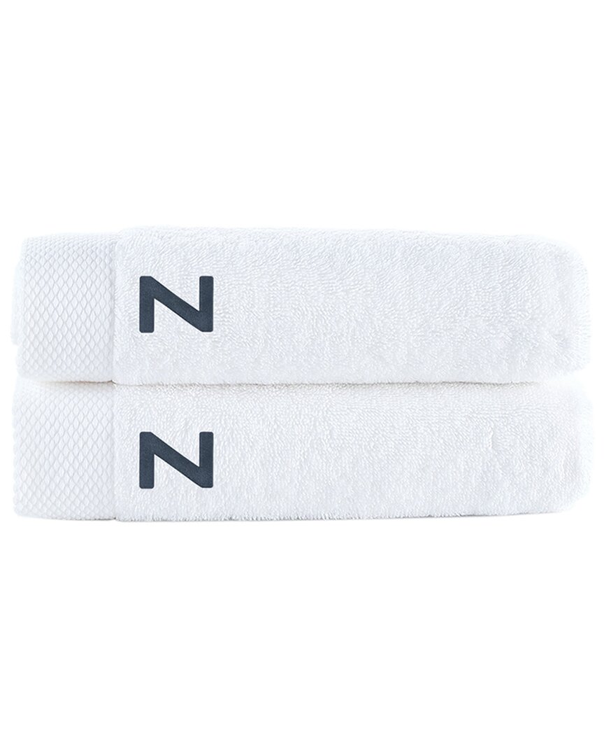 Brooks Brothers Set Of 2 Monogrammed Bath Towels In White
