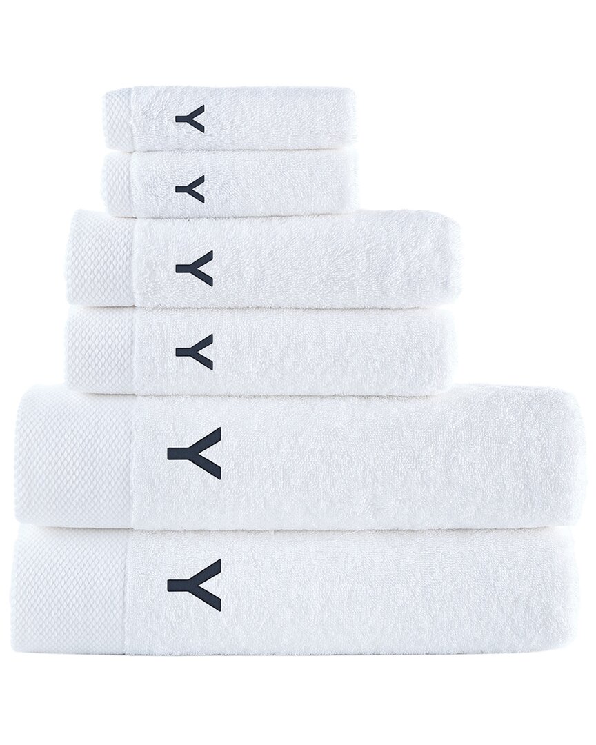 Brooks Brothers Set Of 6 Monogrammed Towels In White