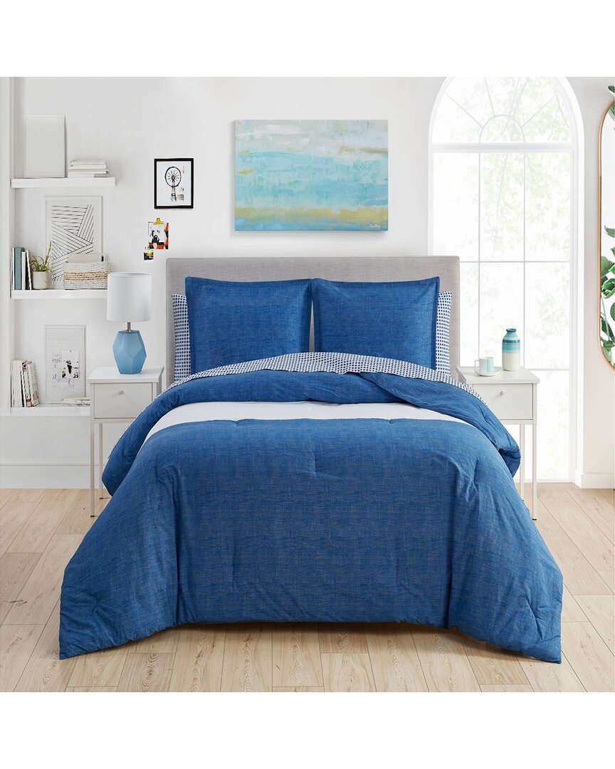 Poppy & Fritz Easton Cotton Comforter Set In Blue