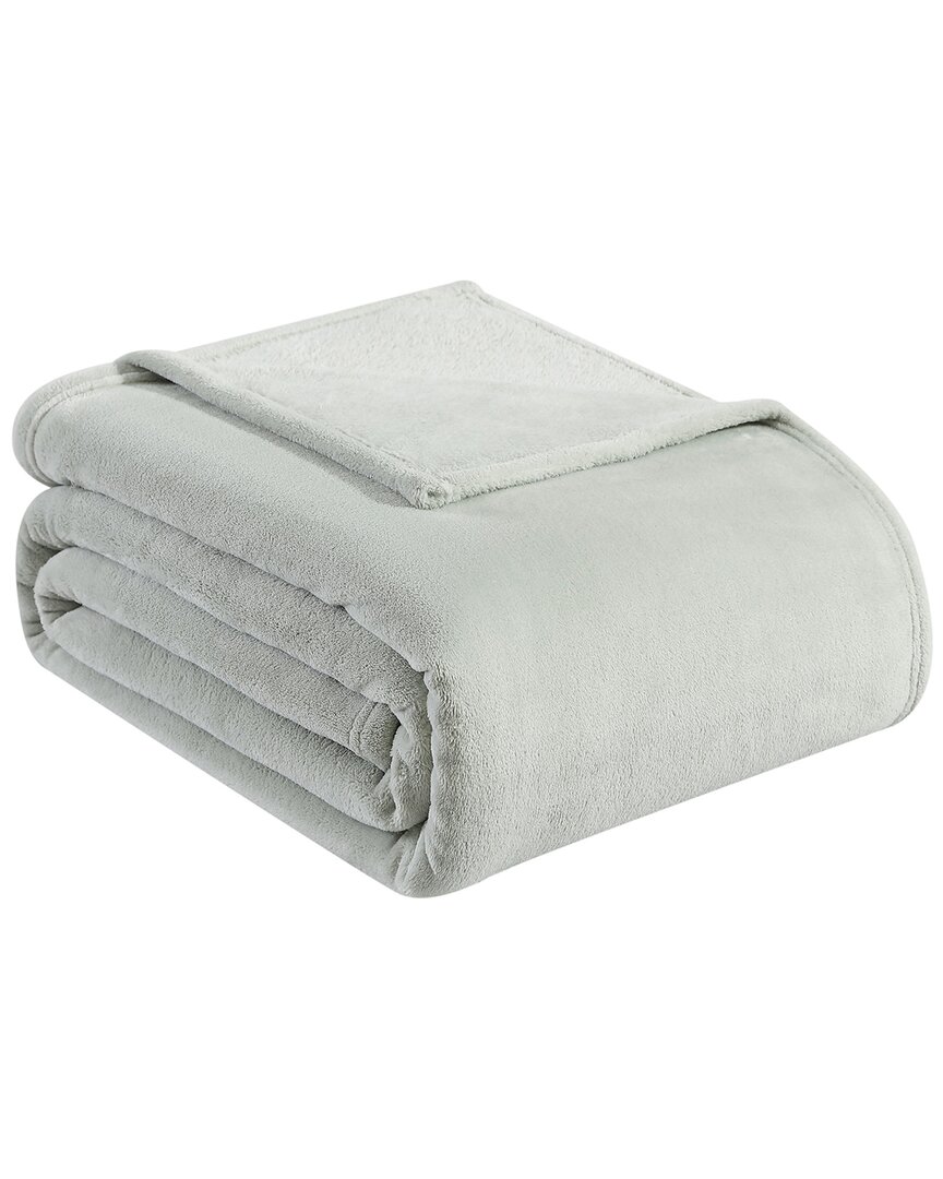 Shop Tommy Bahama Solid Ultra Soft Plush Fleece Blanket In Grey