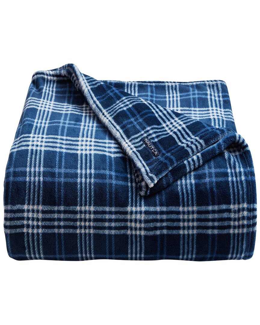 Nautica Gillbrooke Ultra Soft Plush Fleece Blanket In Blue