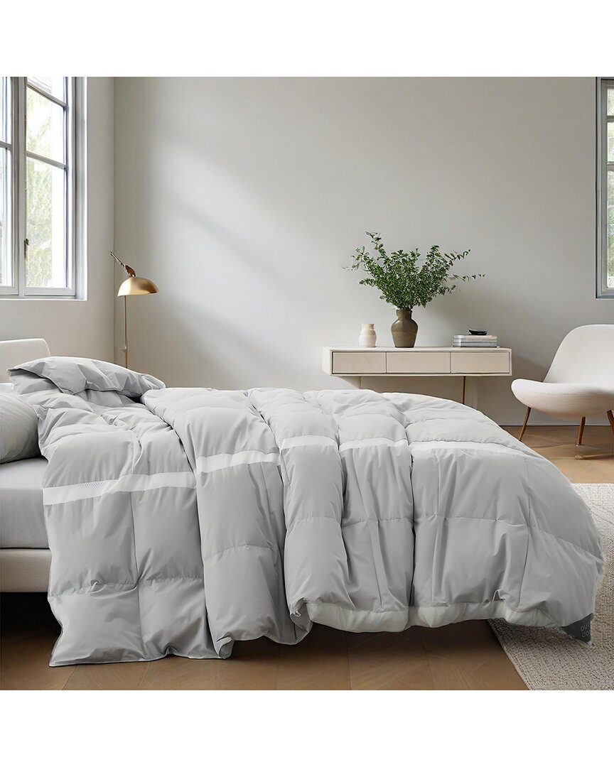 Unikome 260 Thread Count Cooling Lightweight Breathable White Down Comforter In Gray