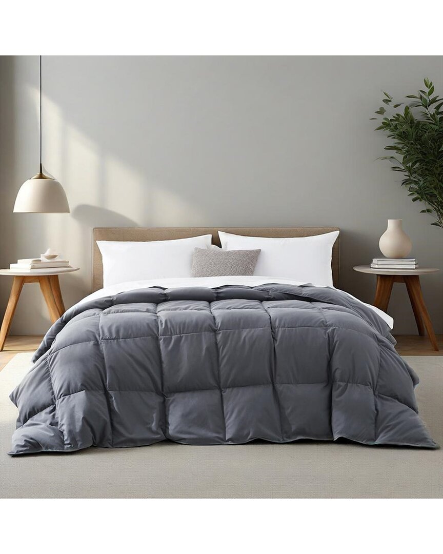 Unikome Lightweight Summer White Goose Down Feather Fiber Comforter Duvet Insert In Gray