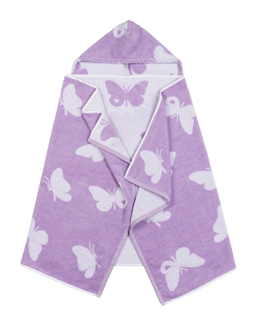 Linum Home Textiles Kid's Turkish Cotton Hooded Easy Bath And Beach Wrap In Purple