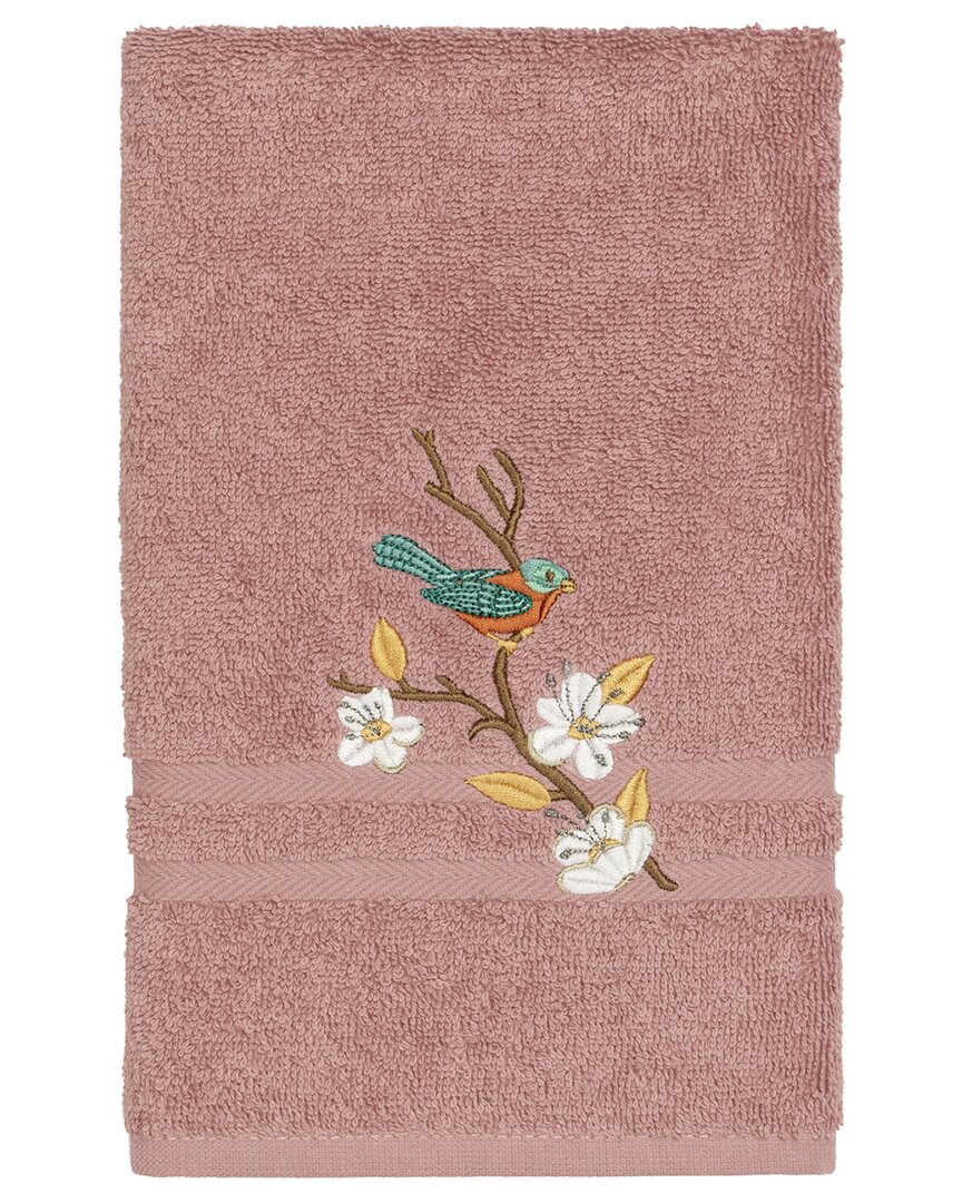 Linum Home Textiles Turkish Cotton Spring Time Embellished Hand Towel In Rose