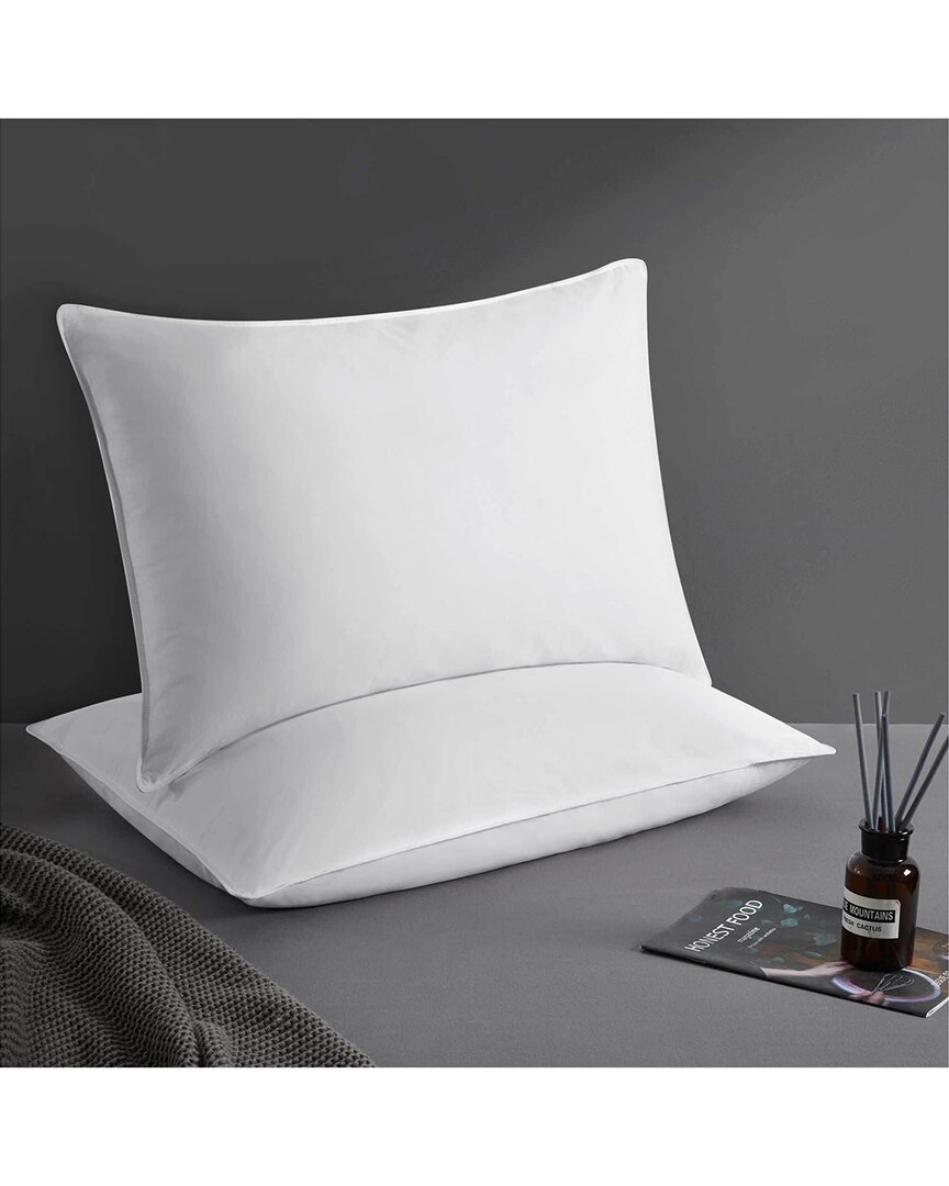 Unikome 2pk Down And Feather Bed Pillows In White