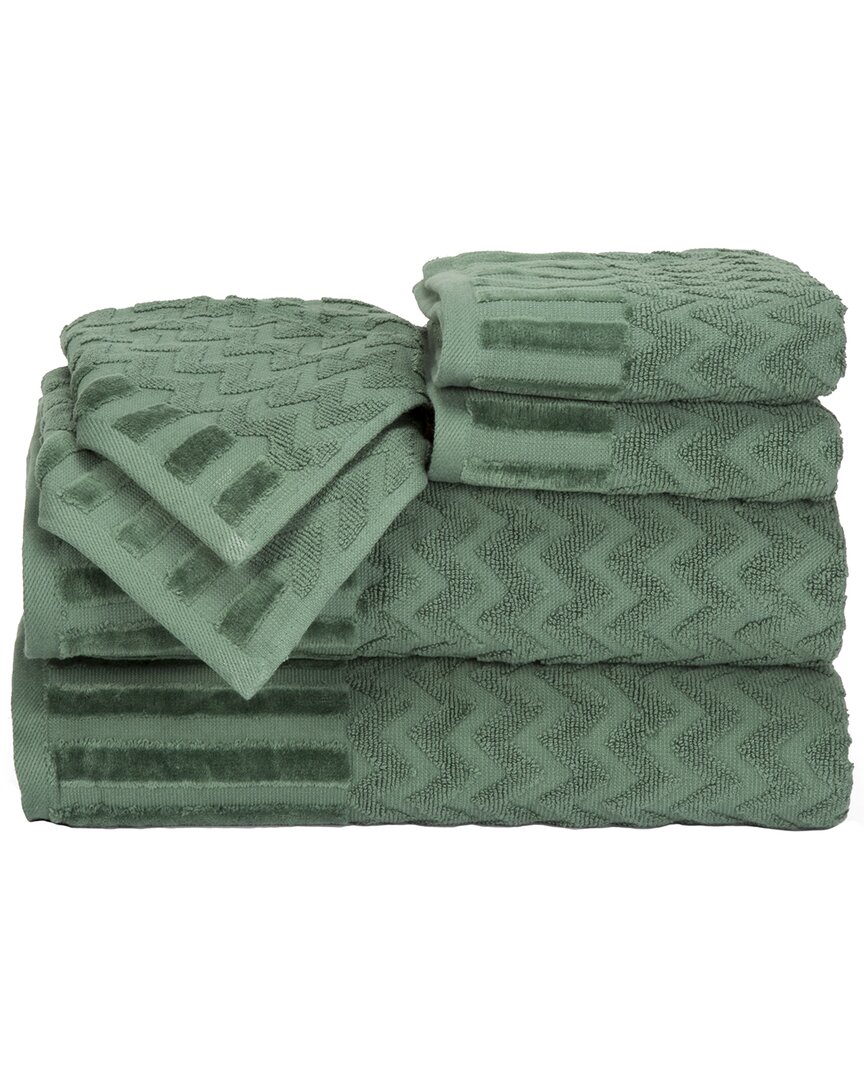 Lavish Home Chevron Egyptian Cotton 6pc Towel Set In Green
