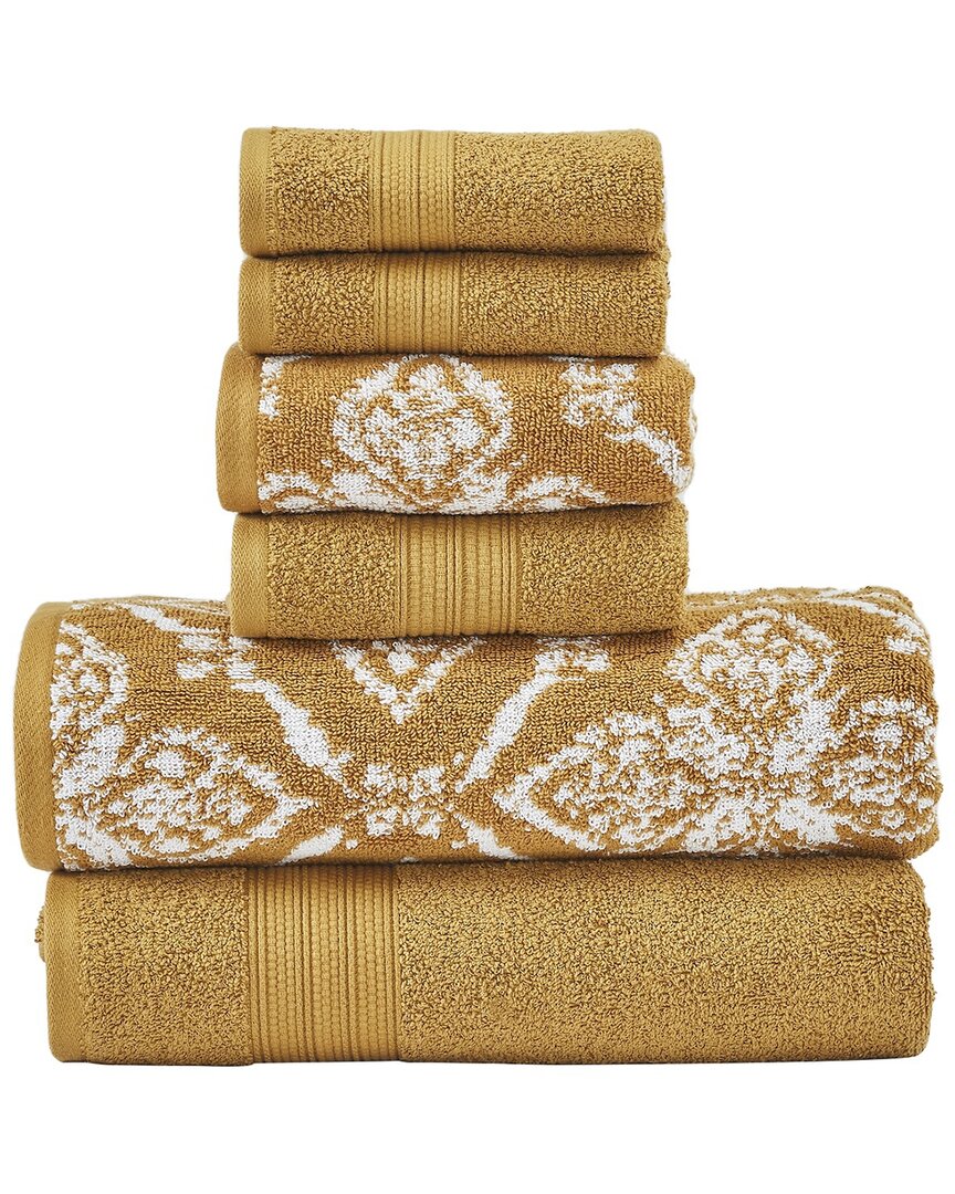 Modern Threads 6pc Yarn Dyed Jacquard Towel Set In Gold