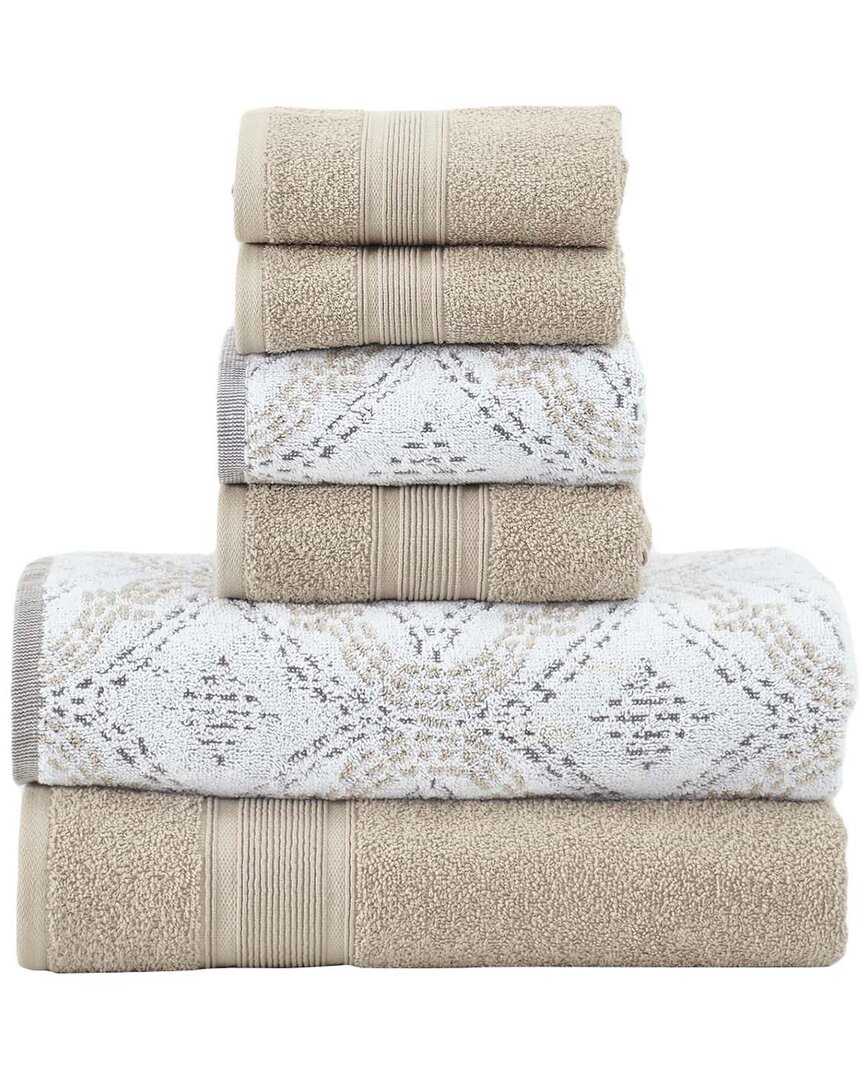 Modern Threads 6pc Yarn Dyed Jacquard Towel Set In Khaki