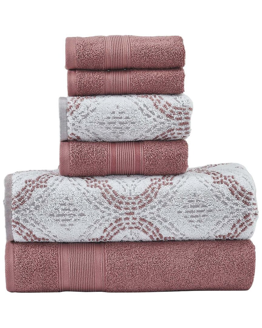 Modern Threads 6pc Yarn Dyed Jacquard Towel Set In Brown