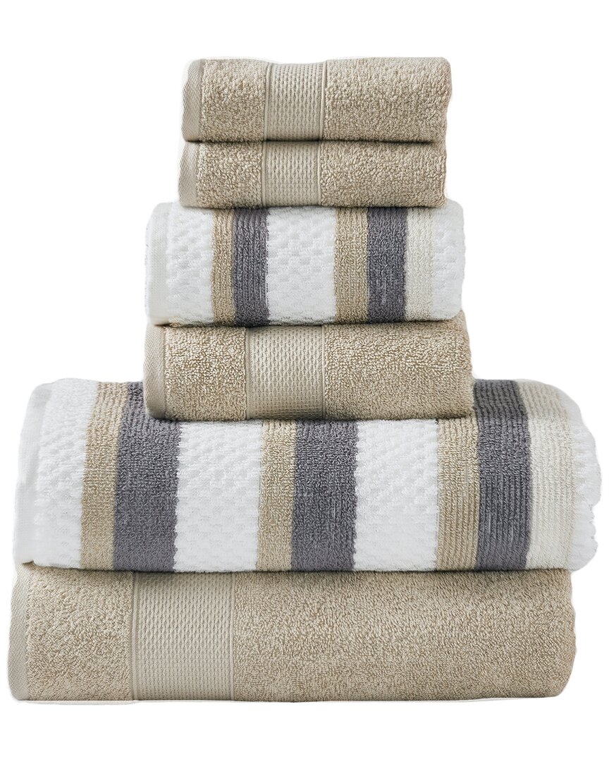 Modern Threads 6pc Yarn Dyed Jacquard Towel Set In Khaki