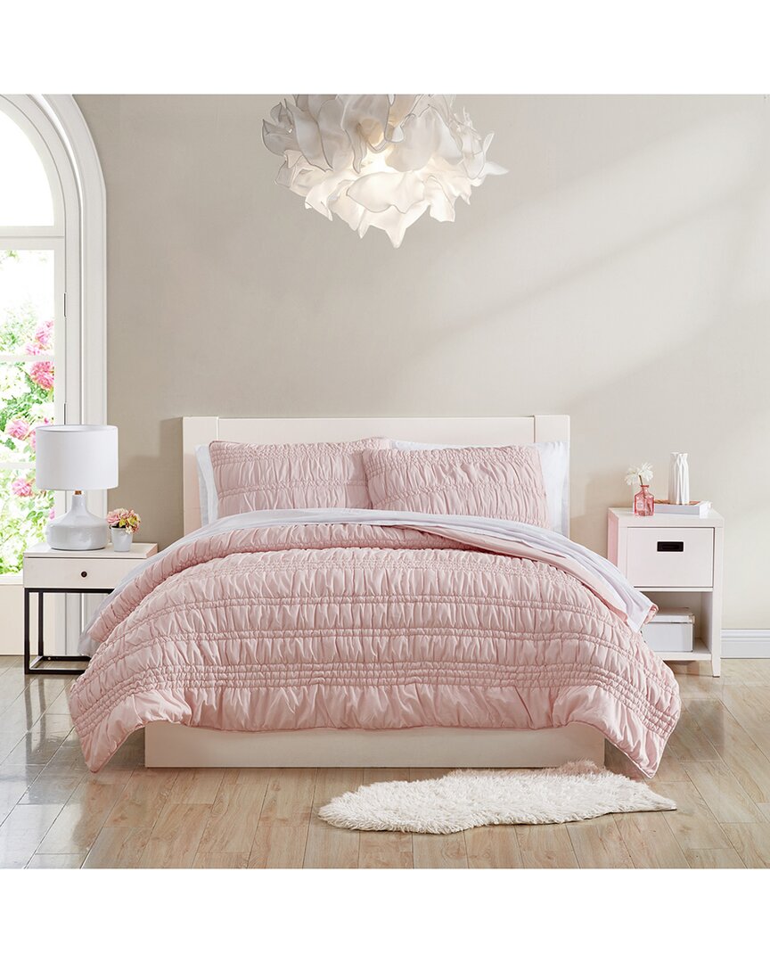 Shop Poppy & Fritz Scrunch Stripe Lightweight Reversible Quilt Set In Pink