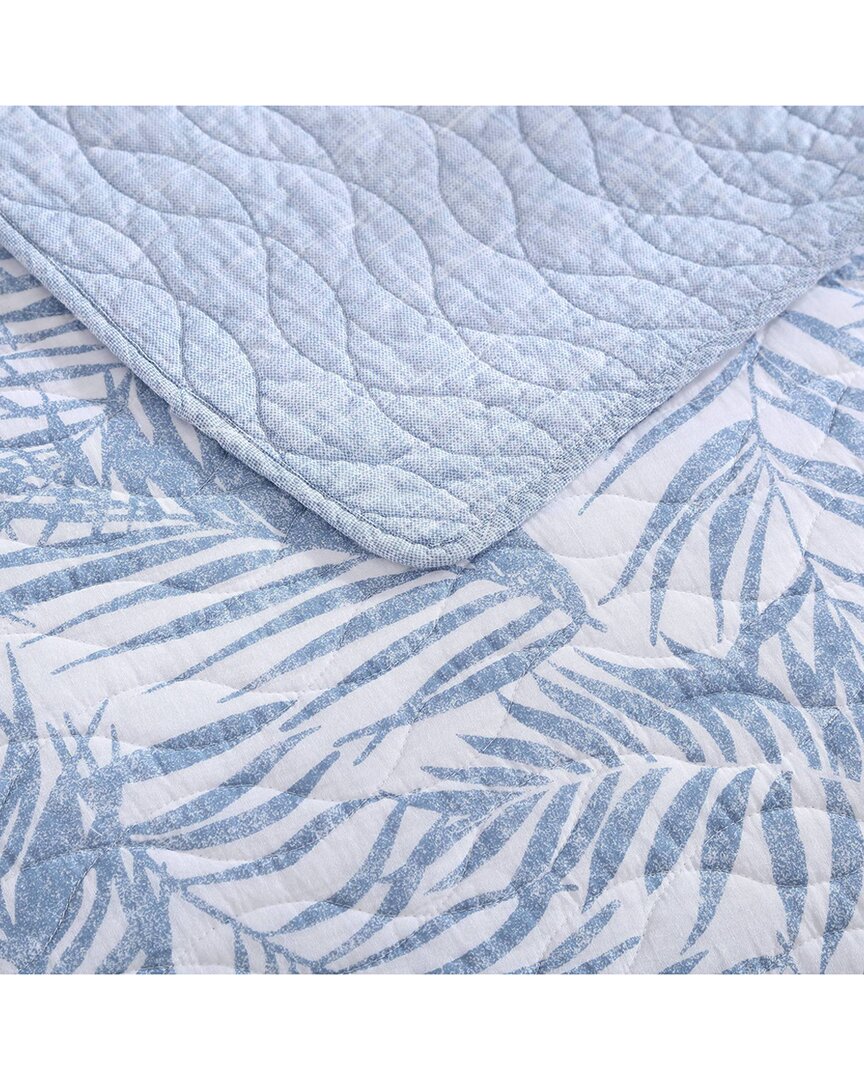 Shop Tommy Bahama Palmday Of Cotton Reversible Quilt Set In Blue
