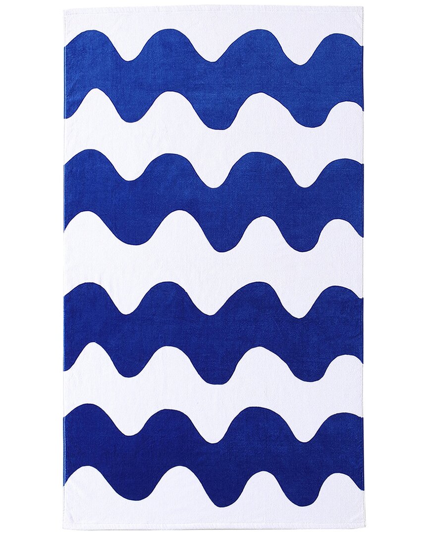 Marimekko Lokki Blue Printed Cotton Oversized Beach Towel