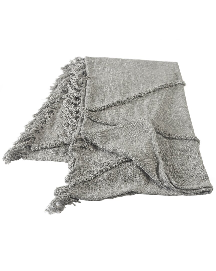 Lr Home Bohemian Basics Decorative Diamond Tufted Cotton Throw Blanket In Gray