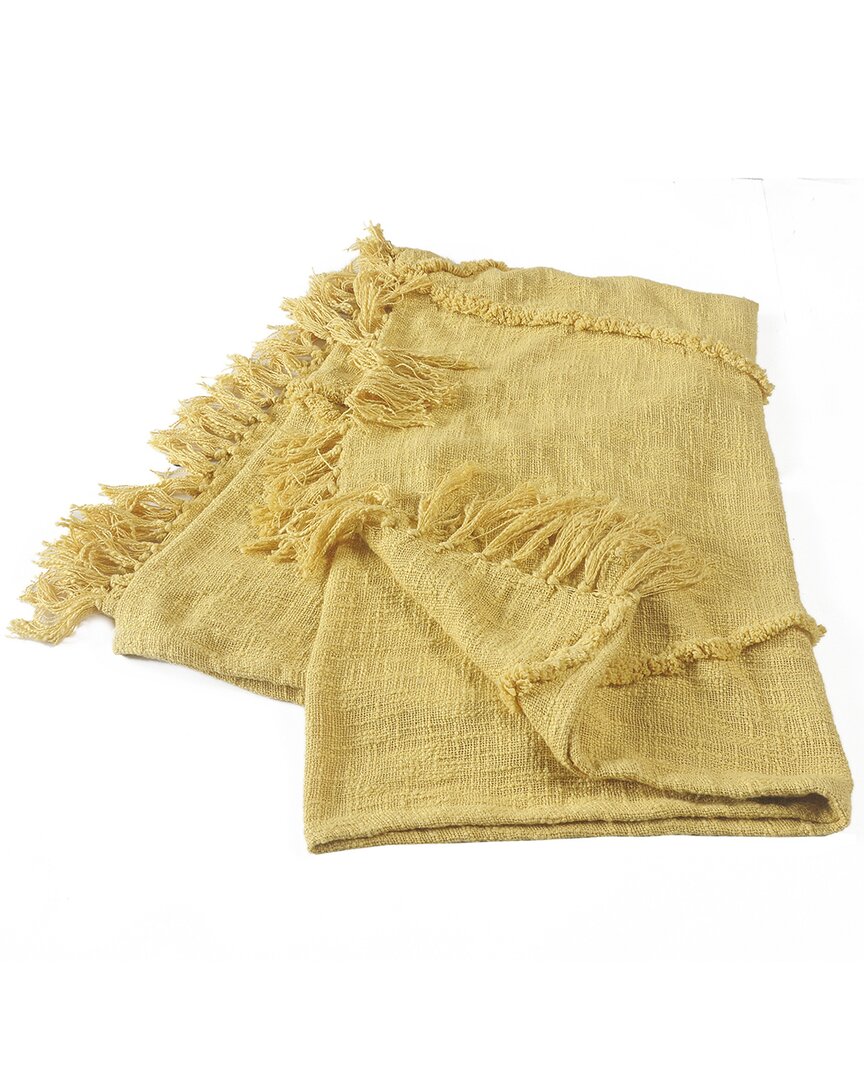 Lr Home Bohemian Basics Decorative Diamond Tufted Cotton Throw Blanket In Yellow