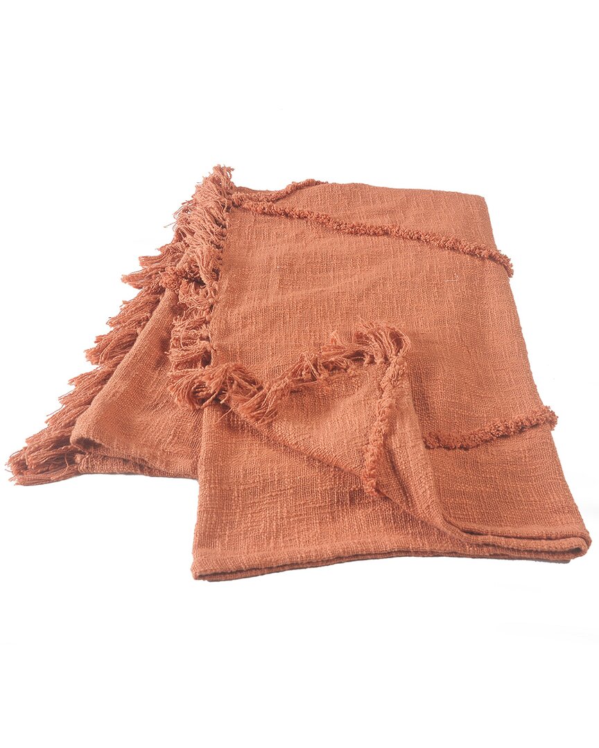 Lr Home Bohemian Basics Decorative Diamond Tufted Cotton Throw Blanket In Orange