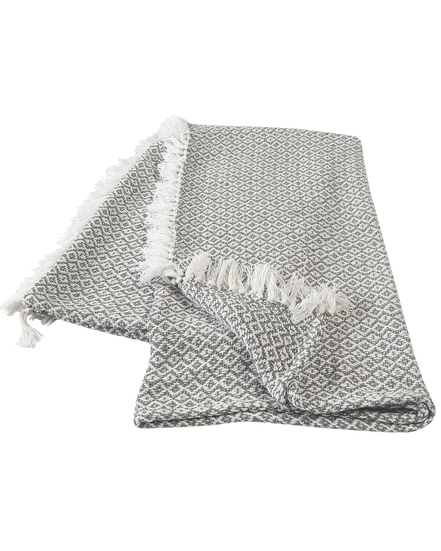 Lr Home Fringe Throw Blanket In Gray