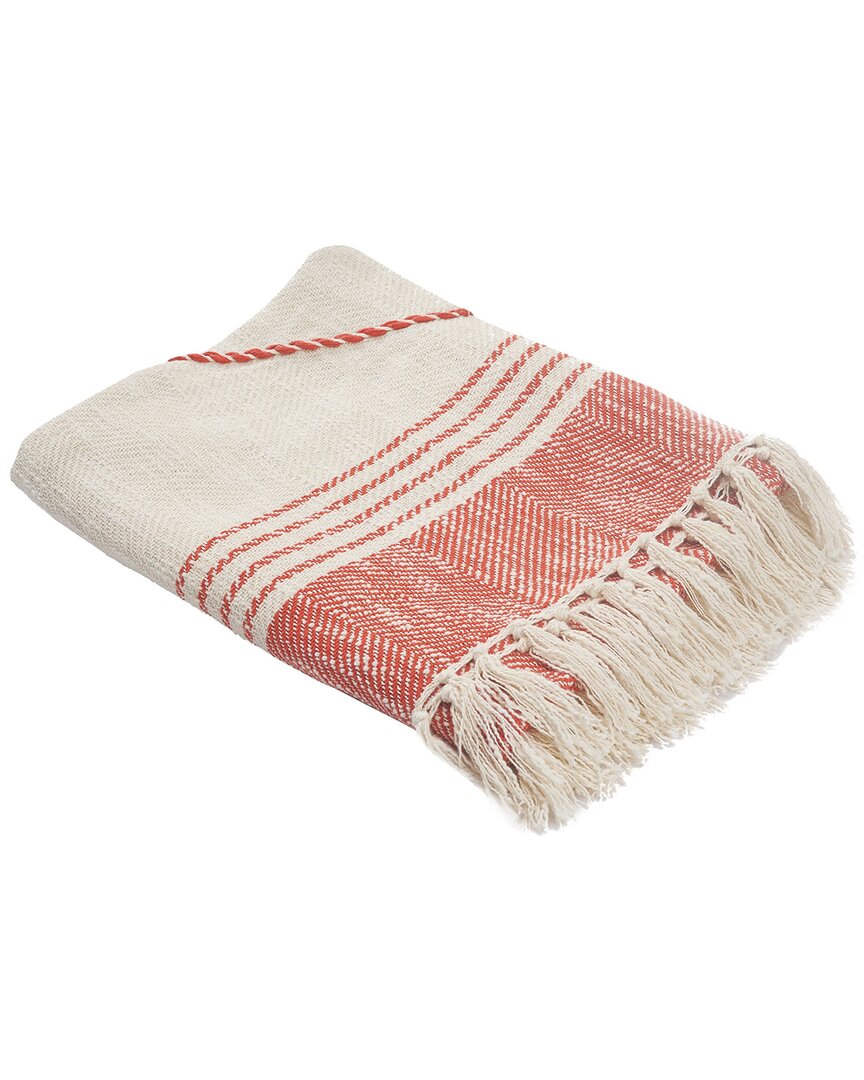 Lr Home Coastal Edge Geometric Diamond Throw Blanket With Fringe In Red