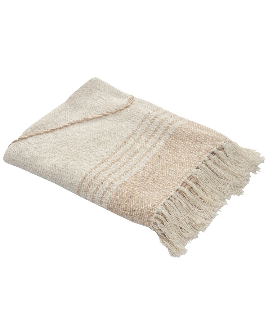 Lr Home Coastal Edge Geometric Diamond Throw Blanket With Fringe In Peach