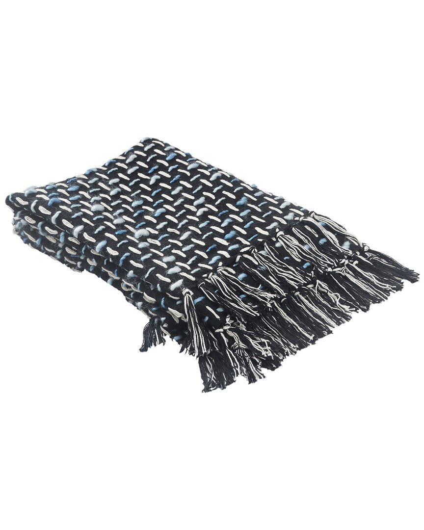 Lr Home Modern Interwoven Throw Blanket With Fringe In Black