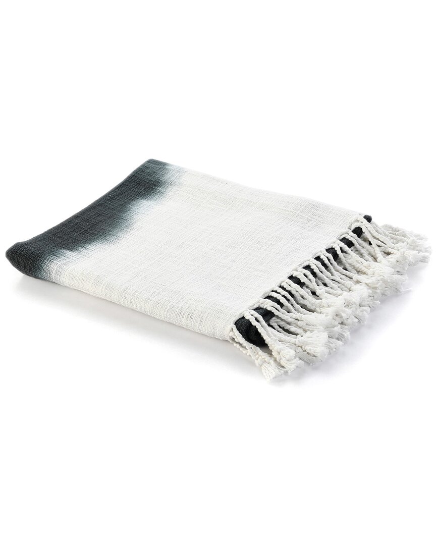 Lr Home Jute Black Shibori Slab Throw Blanket With Fringe