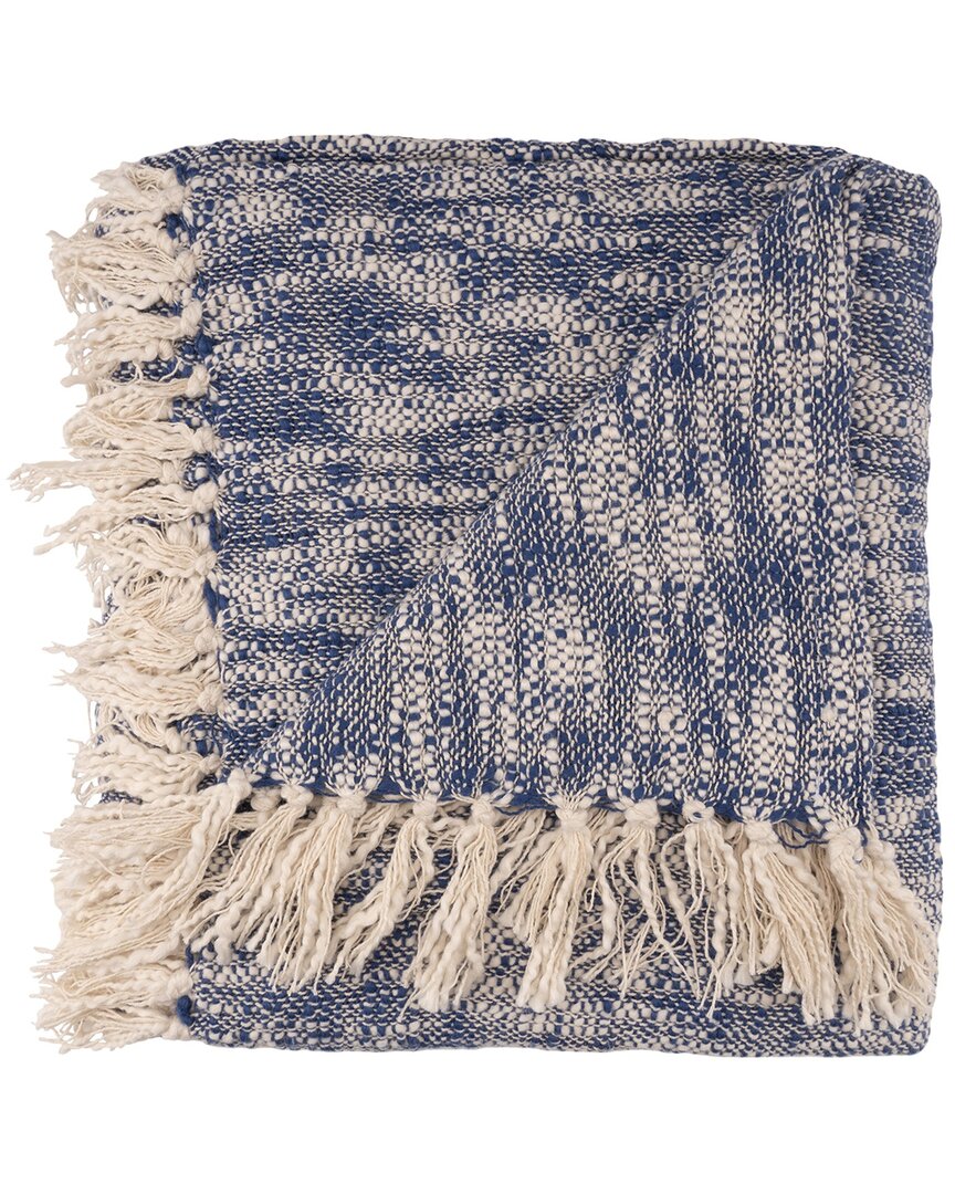 Lr Home Blue Boho Chambray Throw Blanket With Fringe