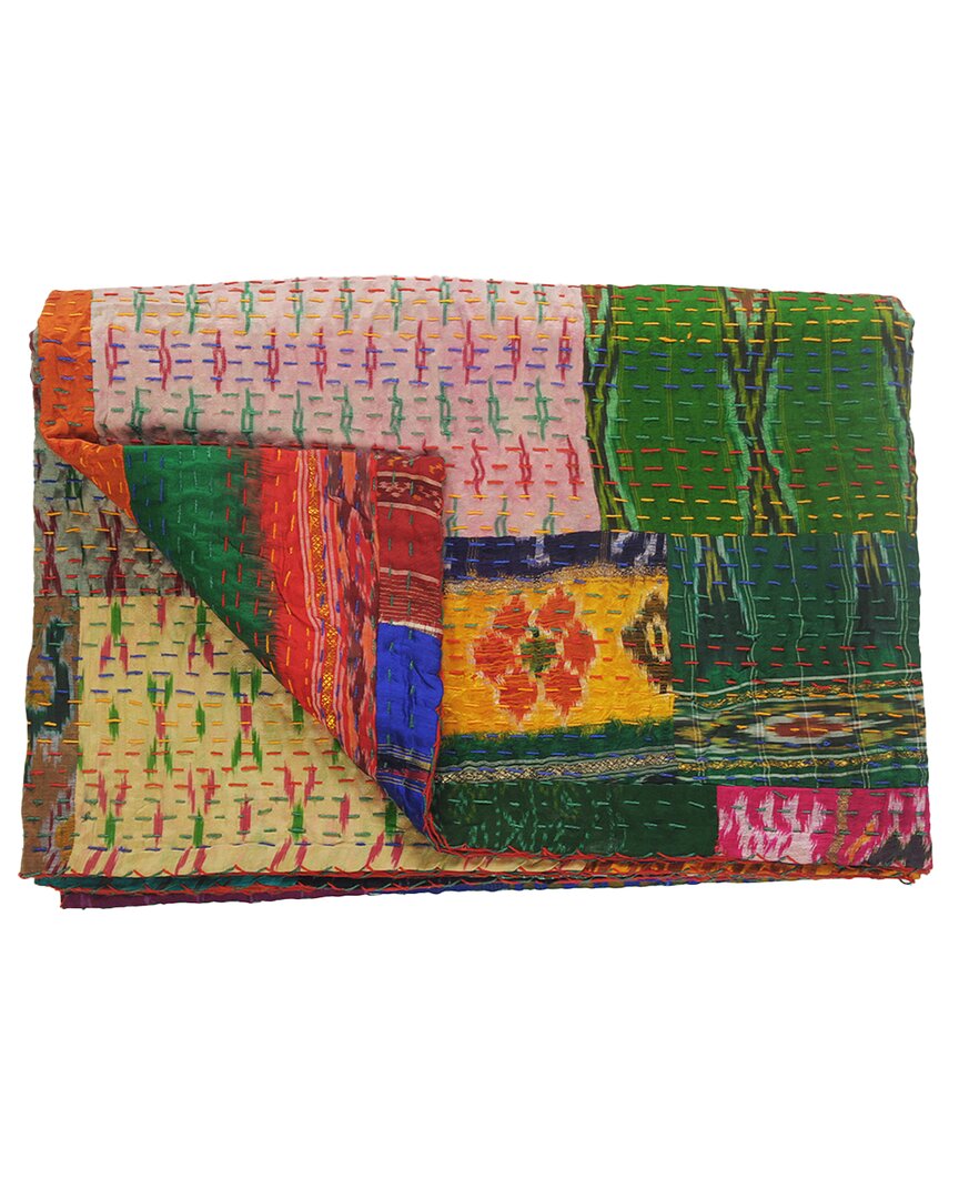 Lr Home Traditional Patola Kantha Throw Blanket In Multi