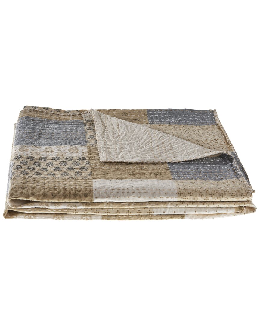 Lr Home Peach Cream Kantha Throw Blanket In Beige