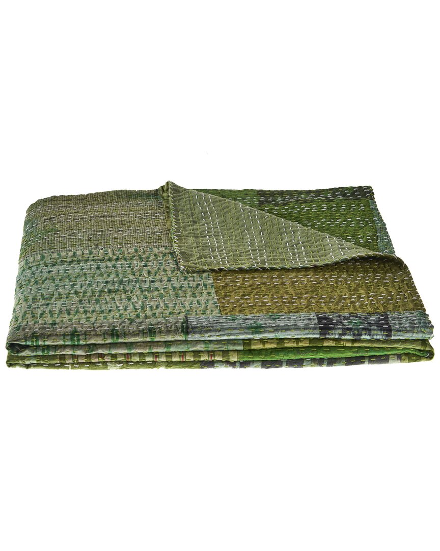 Lr Home Peacock Kantha Throw Blanket In Green