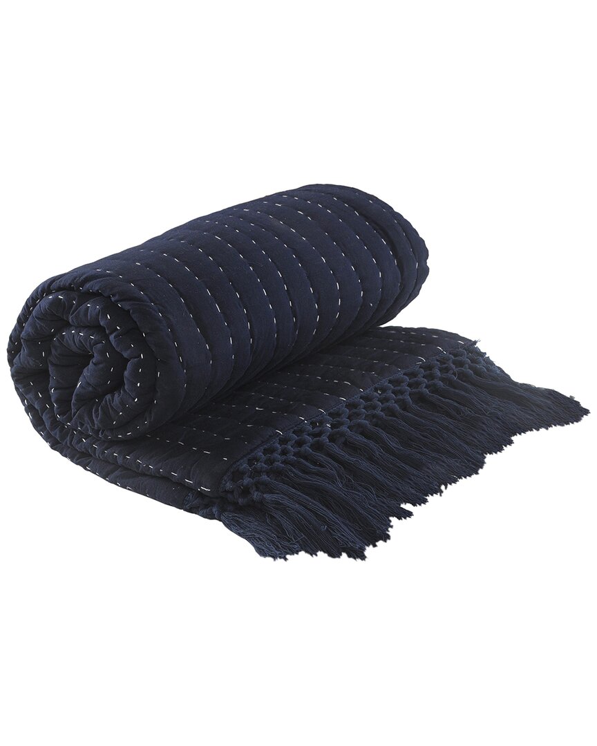 Lr Home Navy And Off-white Throw Blanket