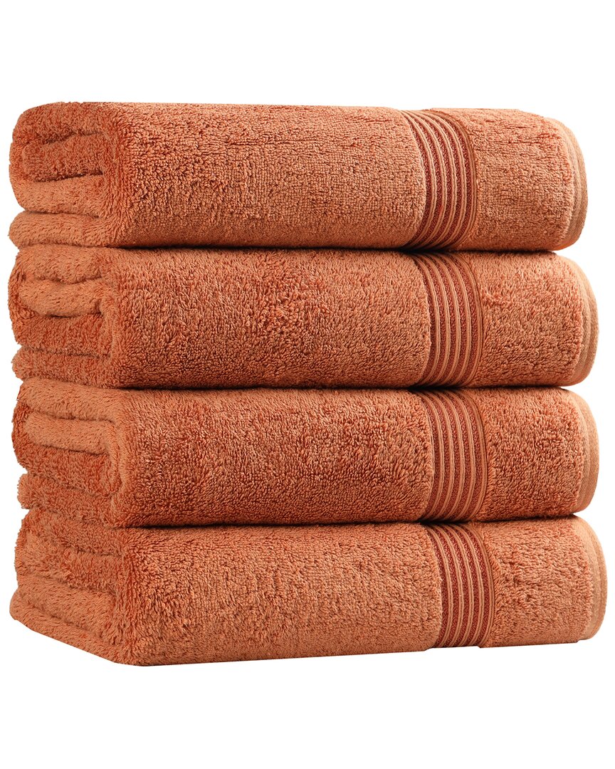 Superior Set Of 4 Heritage Egyptian Cotton Highly Absorbent Solid Ultra Soft Bath Towels In Brown