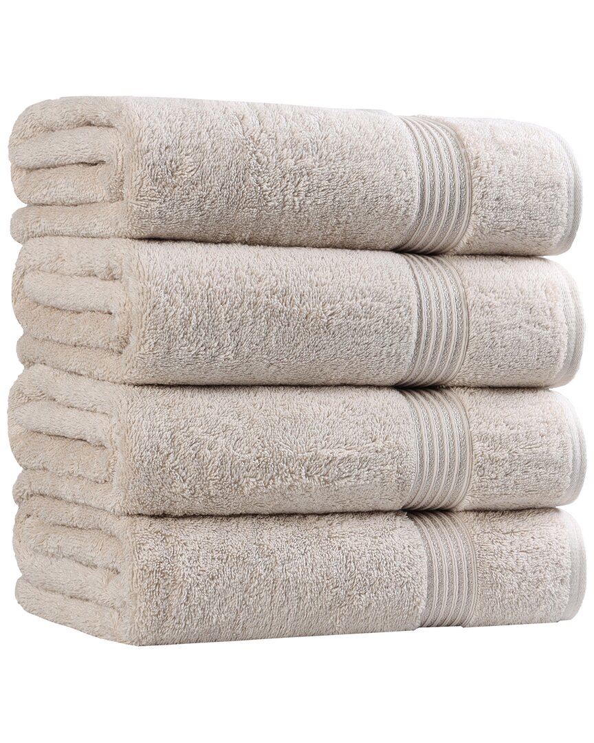 Superior Set Of 4 Heritage Egyptian Cotton Highly Absorbent Solid Ultra Soft Bath Towels In White