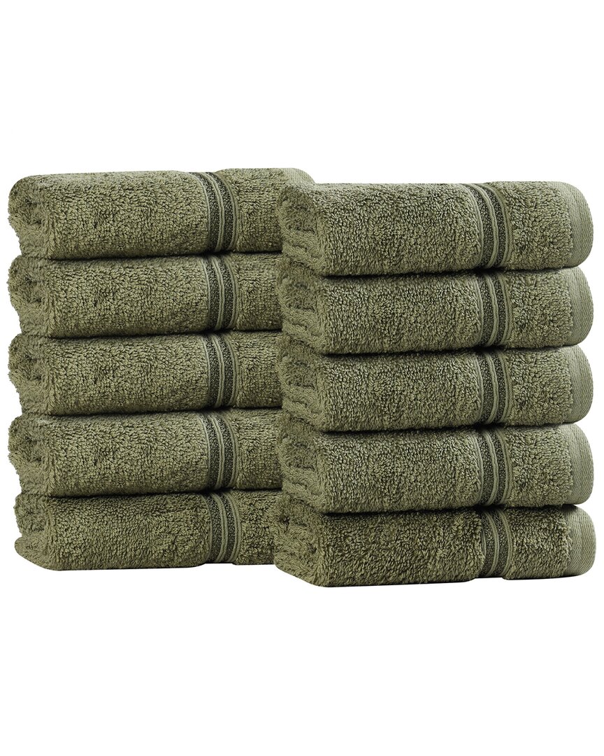 Superior Set Of 10 Heritage Egyptian Cotton Highly Absorbent Solid Ultra Soft Face Towels