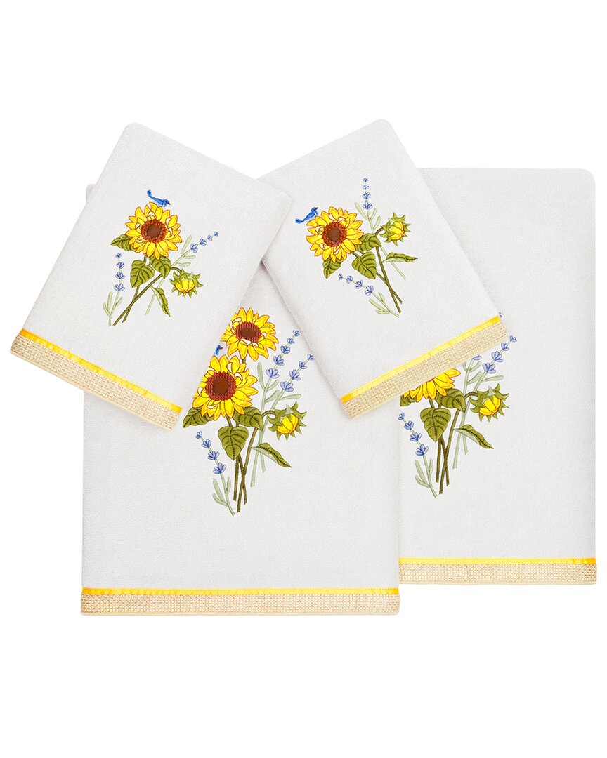 Linum Home Textiles Turkish Cotton Girasol 4pc Embellished Towel Set In Silver