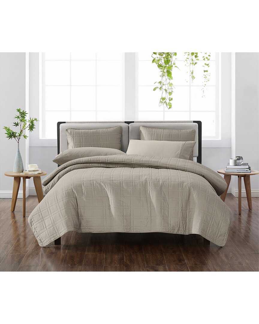 Cannon Solid Quilt Set In Neutral