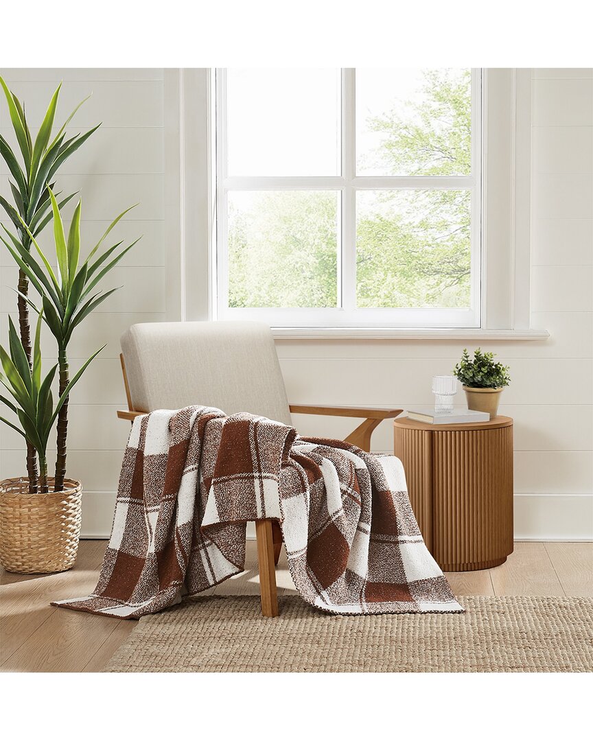 Brooklyn Loom Dusted Plaid Brown Throw In Brown