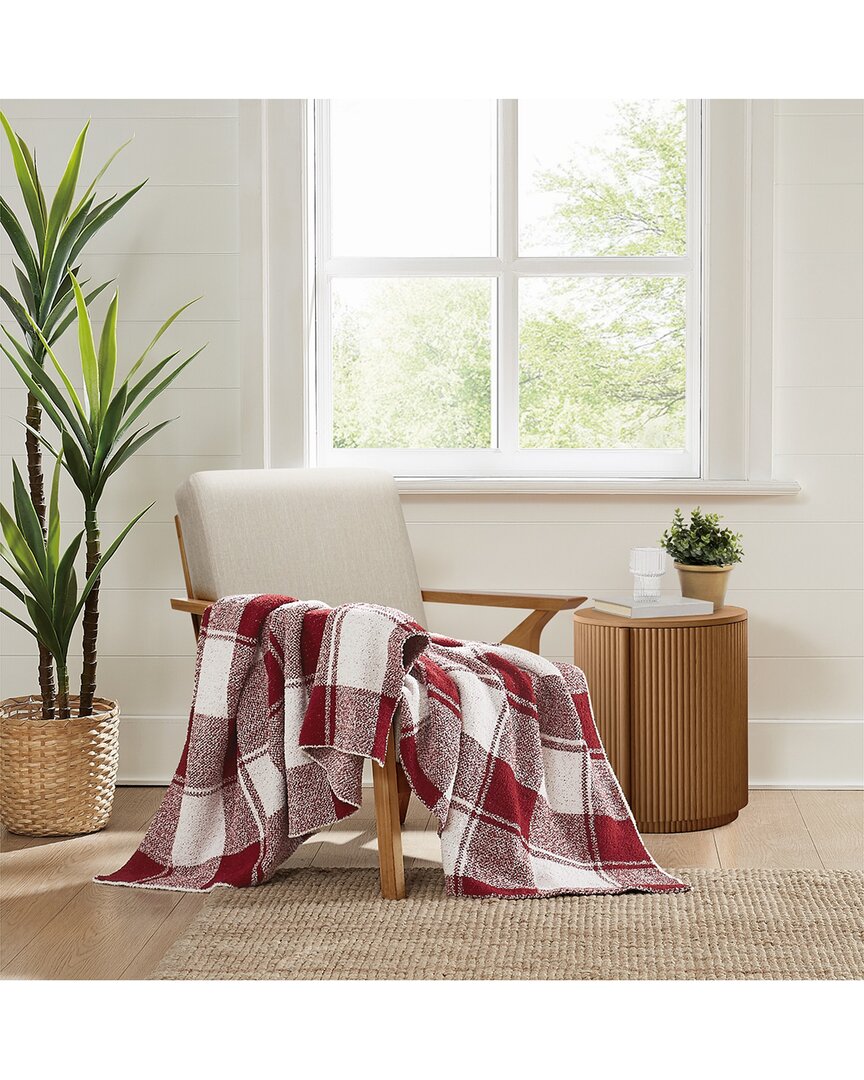 Brooklyn Loom Dusted Plaid Burgundy Throw In Burgundy