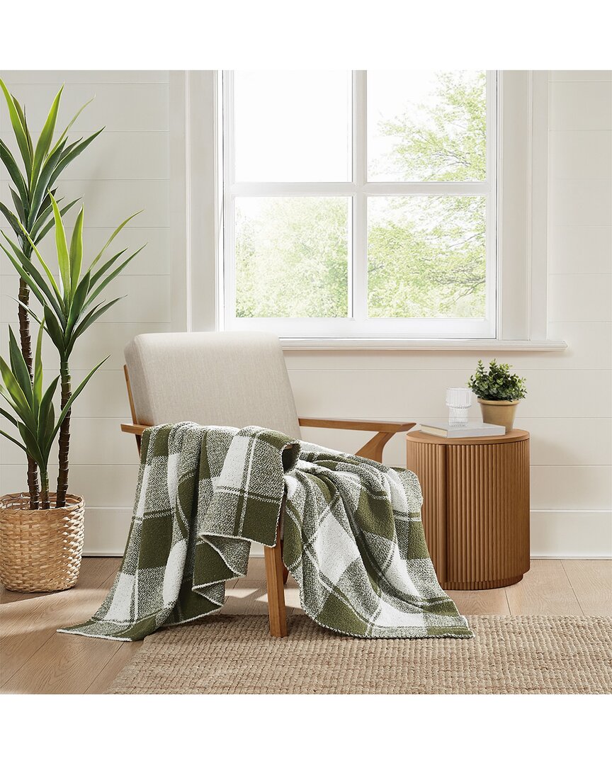 Brooklyn Loom Dusted Plaid Green Throw In Green