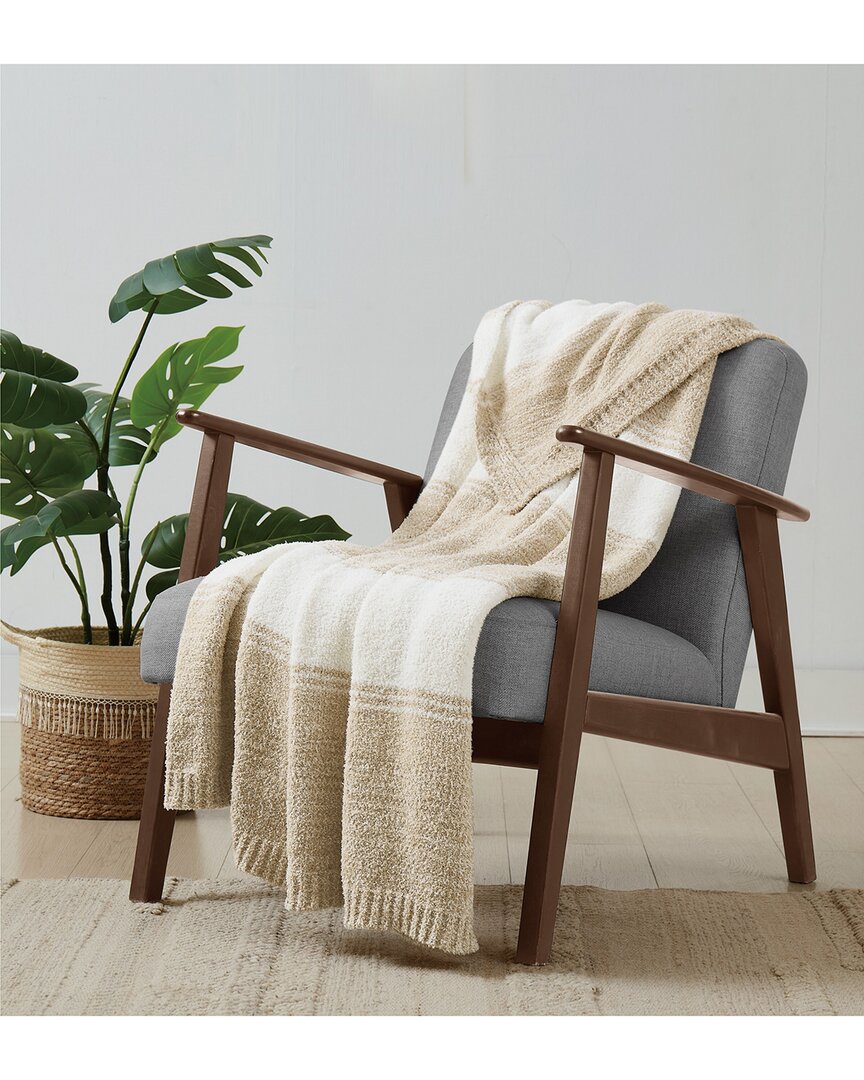Brooklyn Loom Feathered Ombre Beige Throw In Neutral