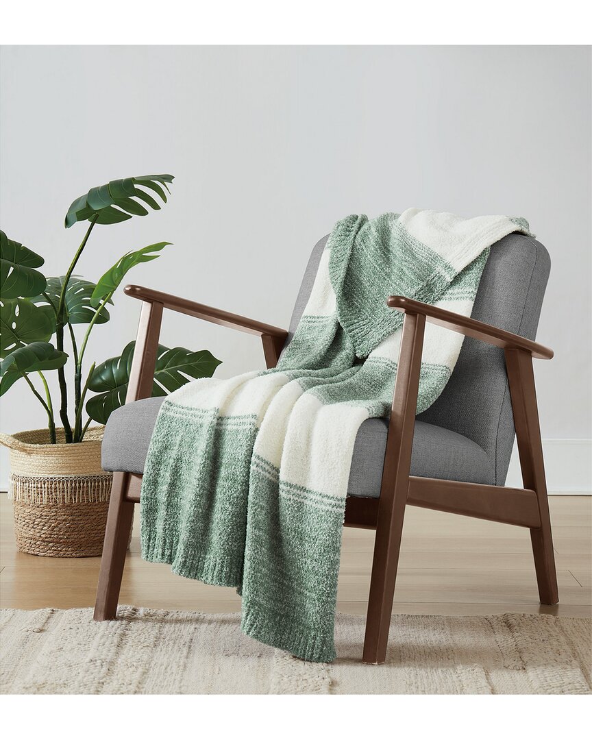 Brooklyn Loom Feathered Ombre Green Throw In Green