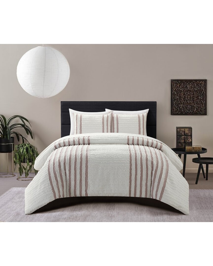 Chic Home Stacia Duvet Cover Set In Blush