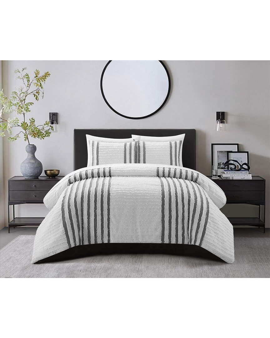 Chic Home Stacia Duvet Cover Set In Grey