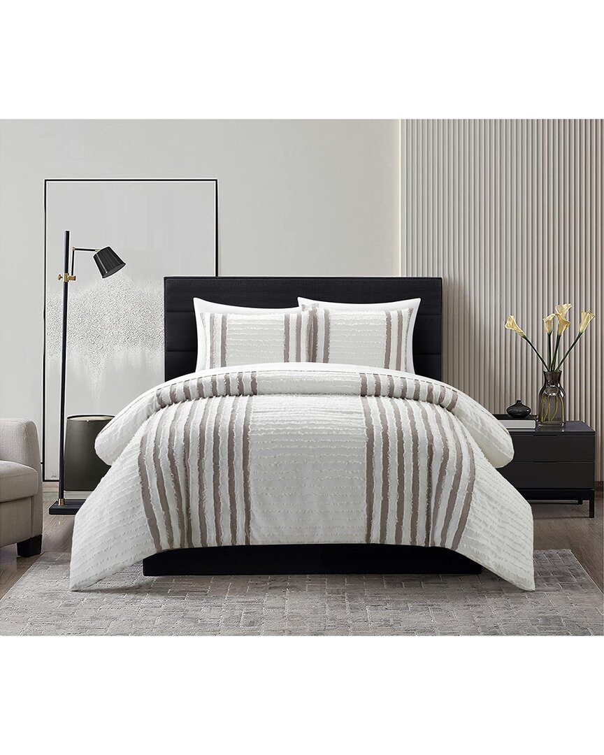 Chic Home Stacia Duvet Cover Set In Beige