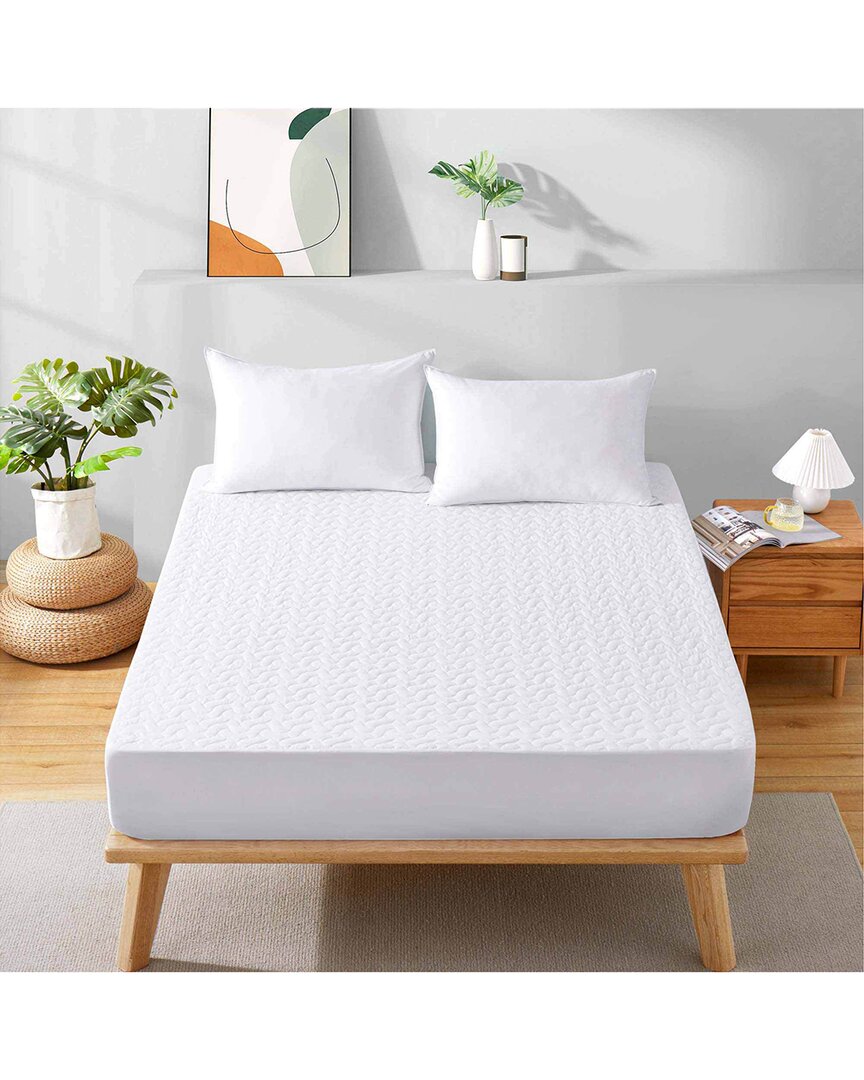 Shop Unikome Waterproof Wave Quilted Mattress Protector In White